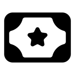 Sticker - 
A star on a document denoting certificate in glyph icon
