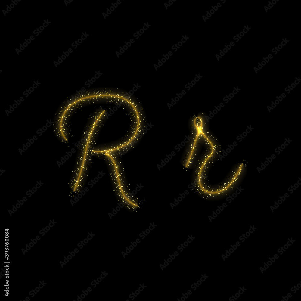 Gold glitter letter R, star sparkle trail font Stock Vector | Adobe Stock