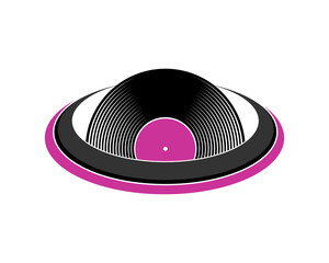 Vinyl recorder inside the circle logo