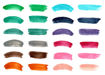 collection of colorful watercolor abstract brush strokes