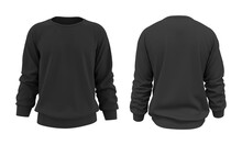 Blank Sweatshirt Mock Up In Front, And Back Views, Isolated On White, 3d Rendering, 3d Illustration