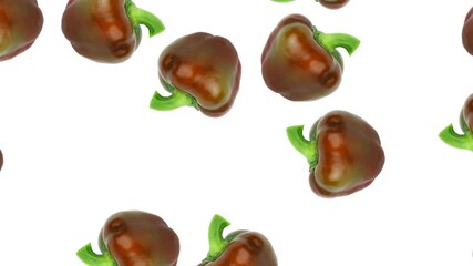 Wall Mural - Background from dark red bell peppers on the white background