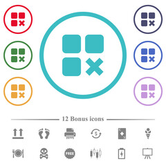 Poster - Component cancel flat color icons in circle shape outlines