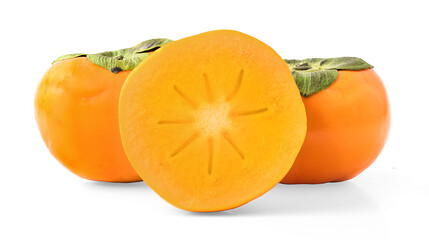 Wall Mural - ripe persimmons isolated on white background