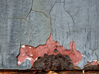 Sticker - old metal with rust texture, crack of peeled paint