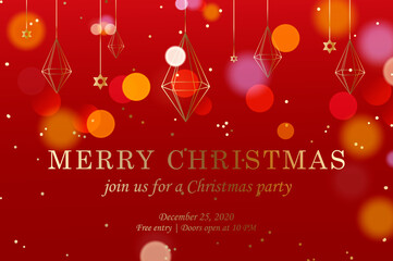 Wall Mural - Christmas banner. Horizontal web banner template. Abstract web design, can used for header, footer, layout, letterhed, landing page. Vector illustration