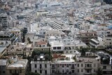 Fototapeta Paryż - Partial view of Athens city from Acropolis hill, Athens, Greece, February 5 2020.