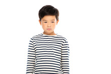 Sad Asian Child Looking Away Isolated On White