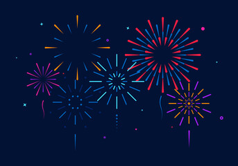 Wall Mural - multi colored fireworks.