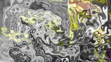 Psychedelic Grey And Yellow Rippling Background. Abstract Rippled 4k Animated Ripple Shapes On Flowing Water Surface. Motion Backdrop Design Concept. Moving Dynamic 3D Template For Promotional Video
