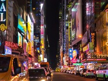 Illuminated City Street At Night