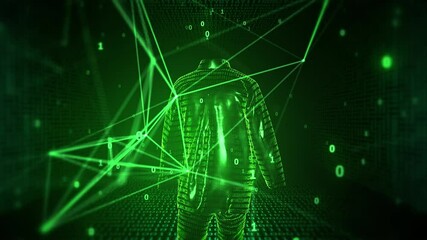  Invisible Internet User Walks On Digital Cyber Space With Network Lines And Binary Codes Using Vpn 4k