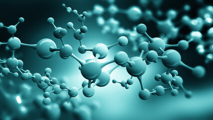 Leinwandbilder - Science background with molecule. Abstract atomic structure for Science or medical background. Nanotechnology 3D illustration