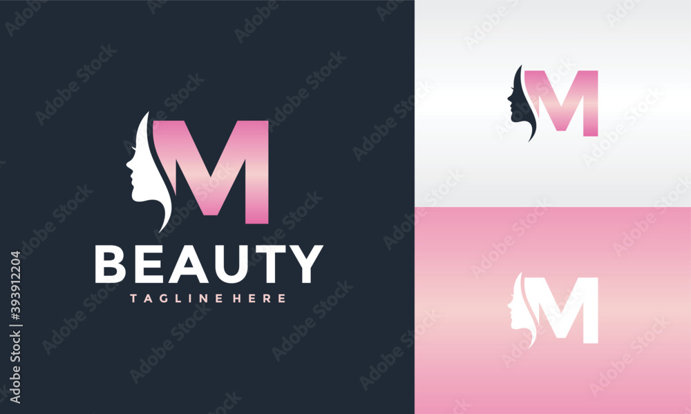 initial M beauty face logo Stock Vector | Adobe Stock