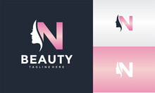 Initial N Beauty Face Logo