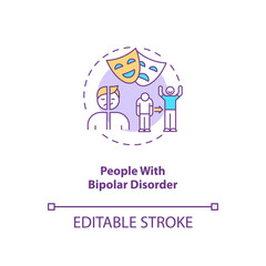 People with bipolar disorder concept icon. SAD risk group idea thin line illustration. Mood changes. Mental illness. Mania and depression. Vector isolated outline RGB color drawing. Editable stroke