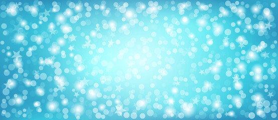 Poster - magic abstract blue background with snowflakes
