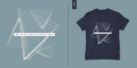 Geometric abstract t-shirt vector design, poster, print, template