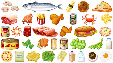 Wall Mural - Set of food isolated