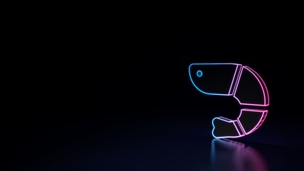 Canvas Print - 3d glowing neon symbol of symbol of shrimp isolated on black background