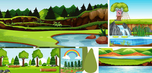 Wall Mural - Six nature scenes with different locations