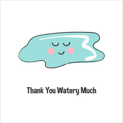 Сute thanksgiving card thank you watery very much on white isolated background