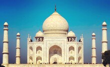 Taj Mahal Against Clear Blue Sky
