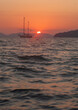 Sail boat and sunset.