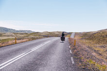 Cyclist In Iceland With Saddlebags