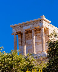 Wall Mural - Athena Nike ancient Greek temple on Acropolis hill, Athens Greece