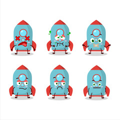 Sticker - Blue rocket firecracker cartoon character with nope expression