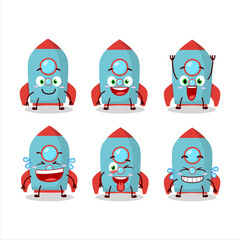 Sticker - Cartoon character of blue rocket firecracker with smile expression