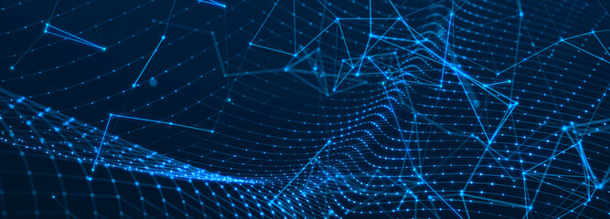 Wall Mural - digital technology background. network connection dots and lines. futuristic background for presenta