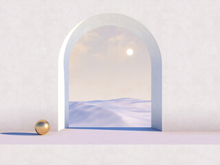 Aufkleber - Natural beauty podium backdrop for cosmetic product display. Winter 3d scene background.