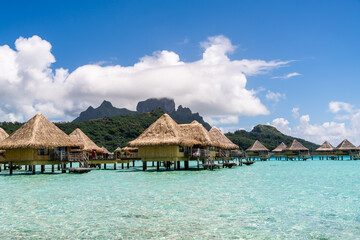 tropical paradise island with luxury bungalow in bora bora lagoon resort