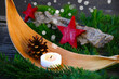 weihnachtsdeko naturmaterial zapfen  sterne und teelicht