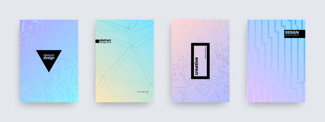 Background designs, set of modern pastel colored covers, abstract patterns, vector illustration