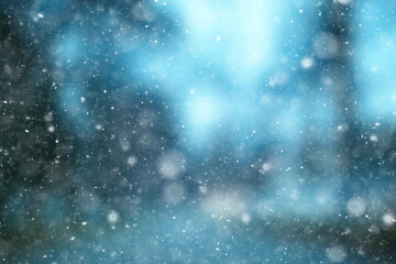 abstract blue background snow snowflakes, new year, glow design