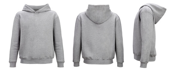 grey hoodie template. hoodie sweatshirt long sleeve with clipping path, hoody for design mockup for 