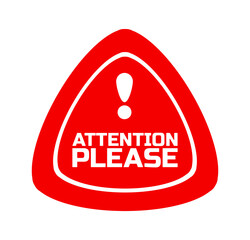 Sticker - attention please sign on white background	