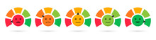 Scale With Arrow. Feedback Emotions. Level Satisfaction. Mood Scale. Meter Emoticons. Colored Infographics.
