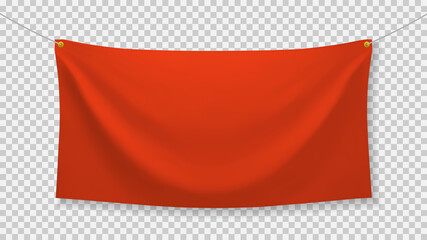 Wall Mural - Red fabric banner with folds and shadow