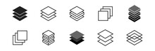Layer Icon Collection. Vector Layers Line Symbol Set.