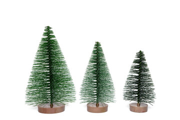 Artificial Christmas tree on a white background.