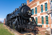 Old Steam Train Locomotive Located In Amboy, Illinois.