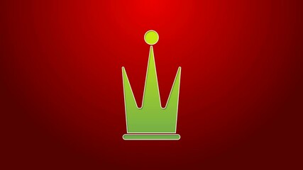 Sticker - Green line Crown icon isolated on red background. 4K Video motion graphic animation