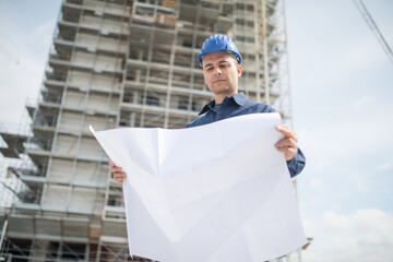 Wall Mural - Site manager in front of a construction site