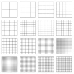 Fototapete - Squares grid, mesh, Graph, Plotting paper pattern, Regular Lattice, grate-grating, trellis and grill with thin lines (Set)