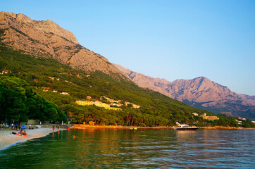  Touristic view of Makarska resort on the Dalmatian Coast, Croatia, Europe