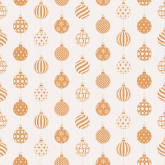 Canvas Print - Christmas seamless pattern with golden and white balls. simple new year pattern Vector illustration